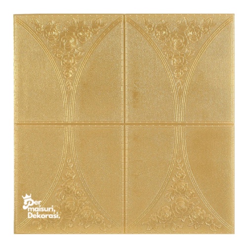 [COD] Wallpaper Dinding Stiker Wallfoam 3D Sticker Dekorasi Kamar Rumah Murah [Seri L] Bunga-GOLD HIJAU