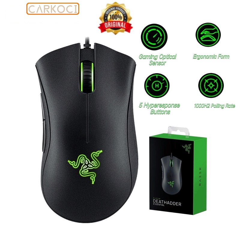 Razer Mouse Gaming dengan Sensor Optik, Mouse Berkabel USB untuk PC dan Laptop, 6400DPI, 5 Tombol Independen