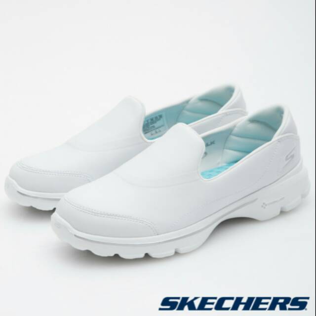 Sepatu Wanita Skechers Go Walk 3 Leather White Second Original