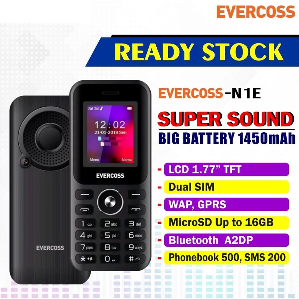 EVERCOSS N1E hp tombol big speaker