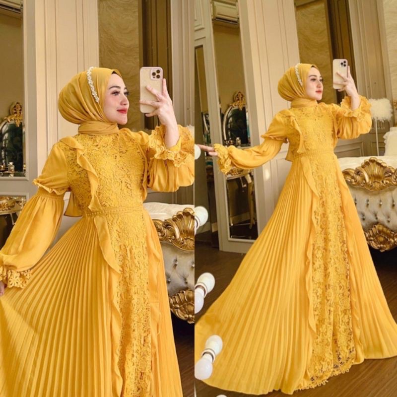 Gamis brukat plisket by shellasaukia