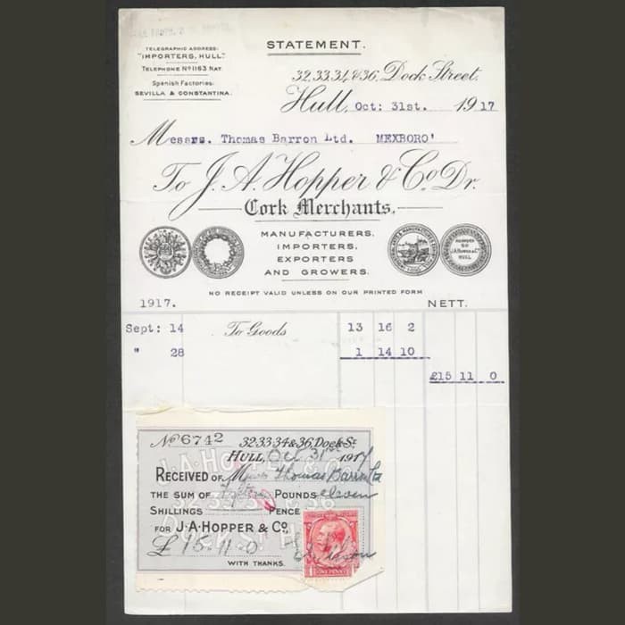 

Surat Lawas Vintage ephemera postcard kwitansi receipt 1917 Statement ls1042