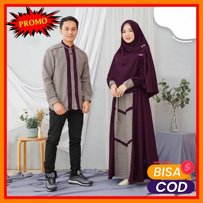 Code-215⭐ Baju Couple Pasangan Terbaru 2021 Batik Gamis Kebaya Ka HS234 Asoka Couple Setelan Baju C