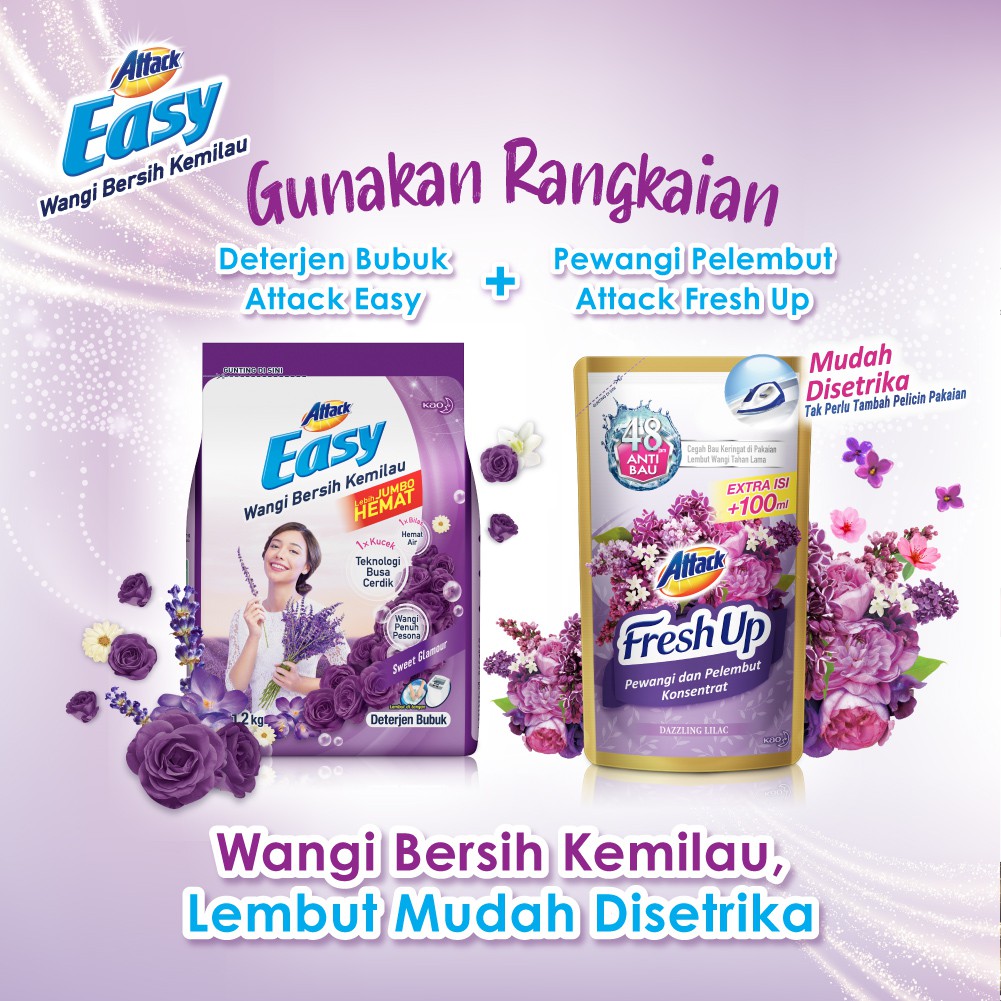 ATTACK EASY SWEET GLAMOUR DETERJEN BUBUK 1.2 KG WANGI BERSIH KEMILAU