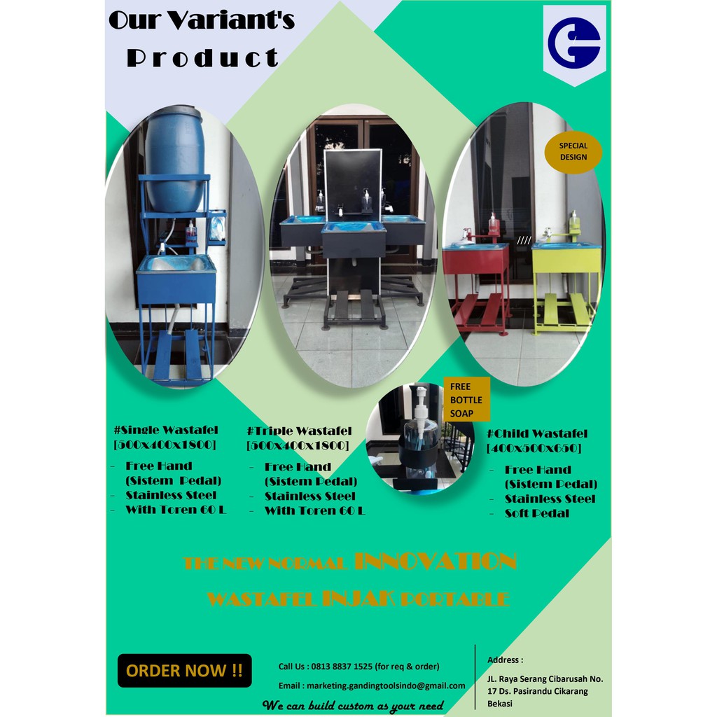 Wastafel Injak Portable "Single" With Toren