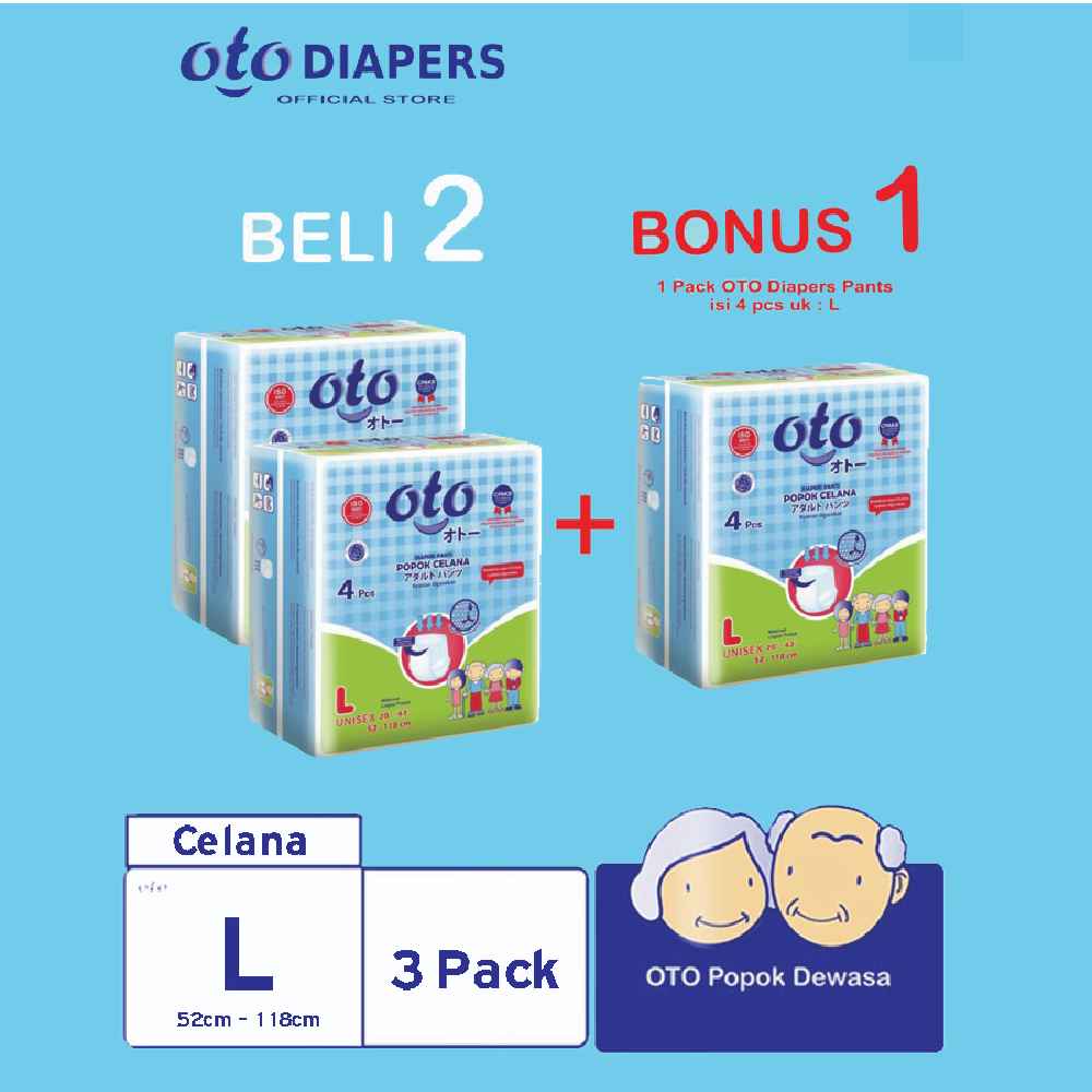 popok dewasa - kesehatan, diapers, perekat  RAK - OTO Diapers Adult Pants Popok Dewasa Celana Ukuran L isi 4 pcs BUY 2 GET 1