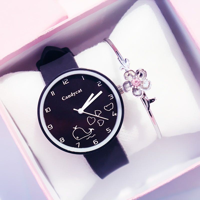 Jam Tangan Wanita Casual Lucu Sederhana Jam Candycat Jam Tangan Ikan Candy Cat Watch