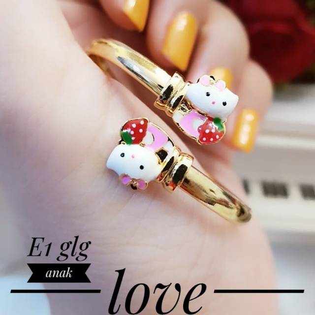 (JUL) Set Perhiasan ANAK Lapis Emas Xuping Gelang Ring Fleksibel Permata Gold Mewah Titanium Asli