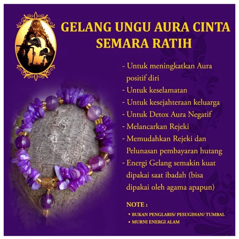 Gelang Semara Ratih Kristal Ungu