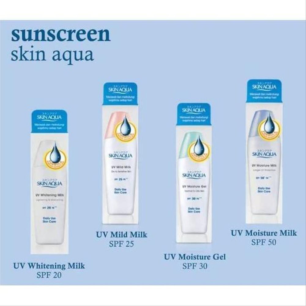 SUNSCREEN SKINAQUA MOISTURE MILK, MOISTURE GEL, WHITENING MILK, MILD MILK TABIR SURYA SKIN AQUA ORI