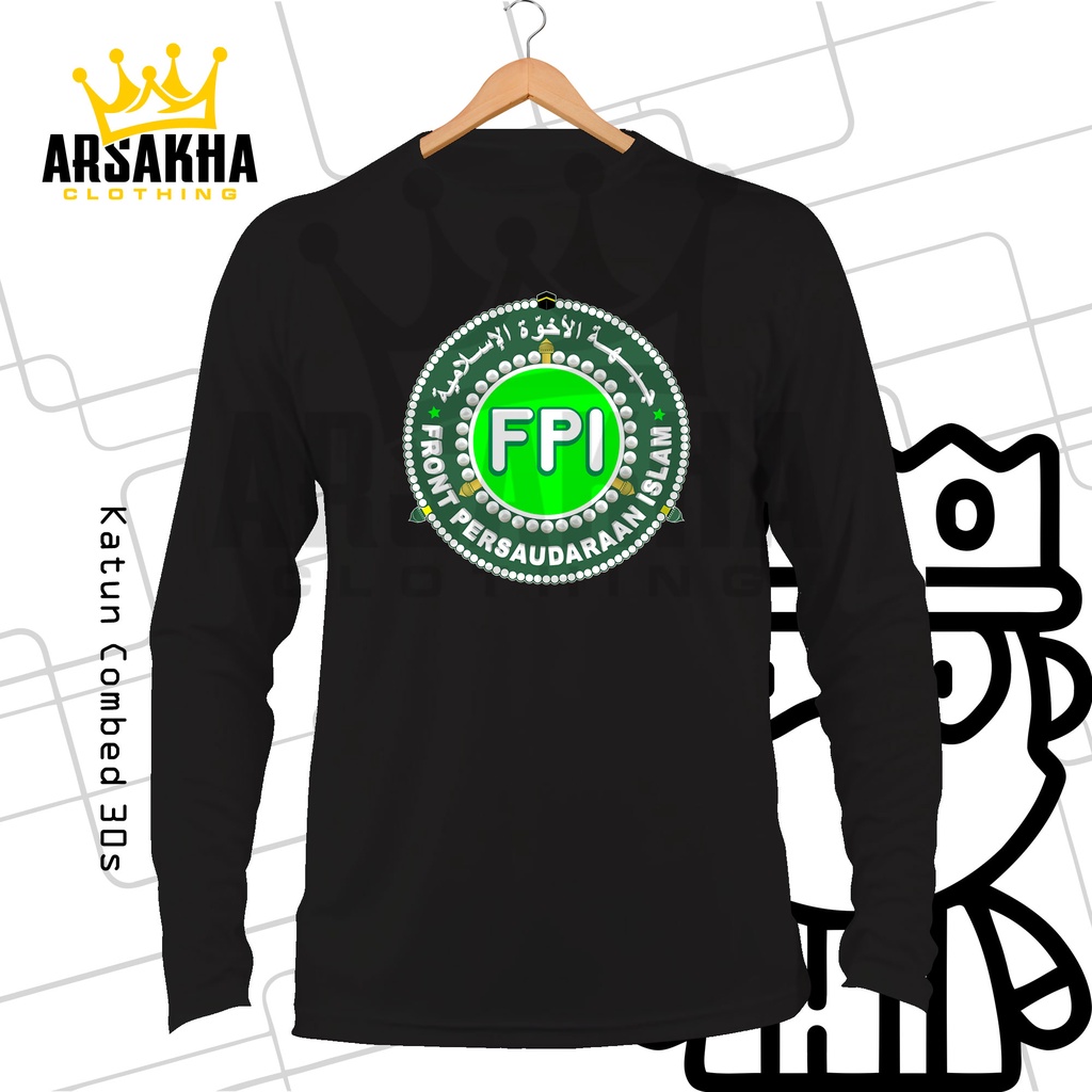 Kaos Lengan Panjang FPI Front Persaudaraan Islam Baru  Baju Distro Katun Combed 30s by Arsakha Cloth