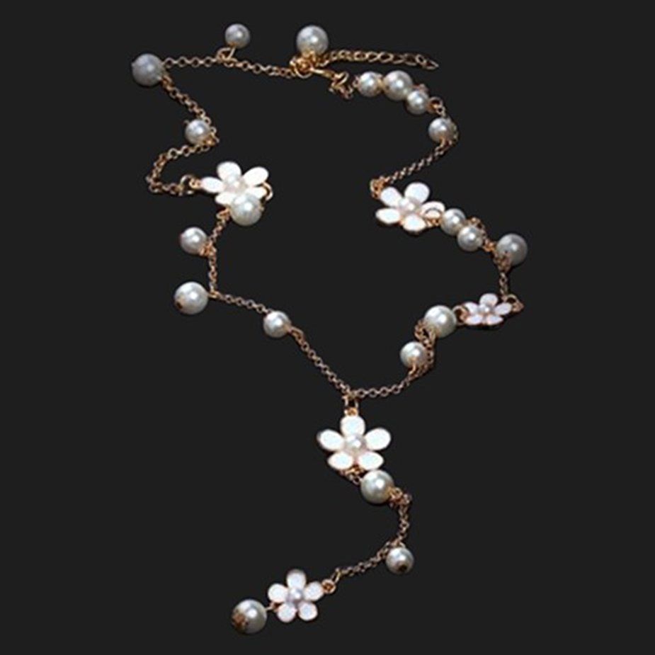 Prosperous-Blooming Ceramic Beads Statement Necklaces for Woman Long Wood Sweater Chain Necklaces 