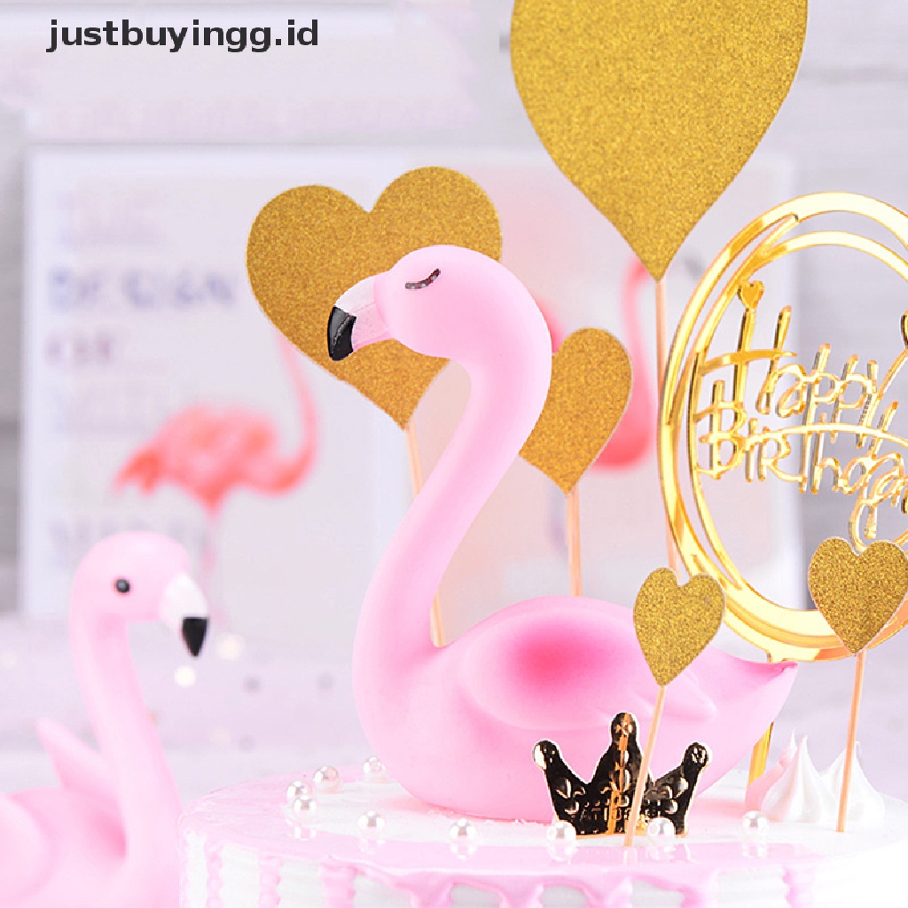 Topper Kue Desain Flamingo Warna Pink Untuk Dekorasi Pesta Ulang Tahun Pernikahan