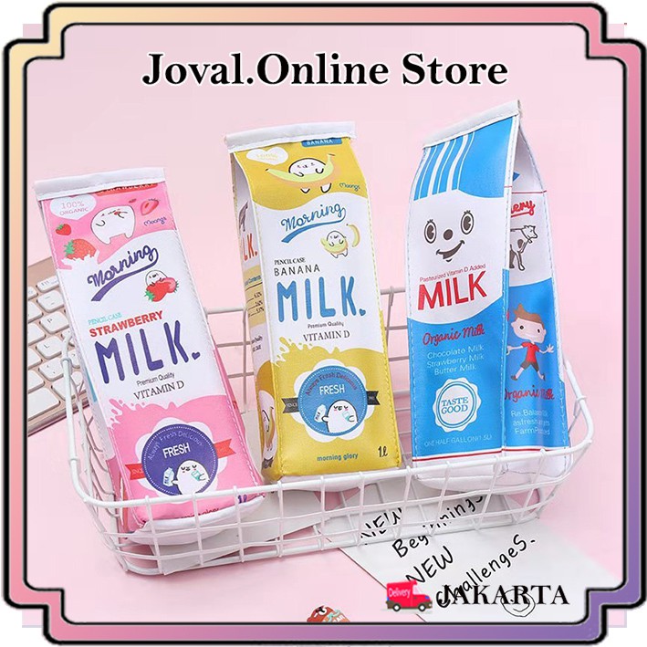 TEMPAT PENSIL LUCU BENTUK MILK KOTAK SUSU / PENCIL CASE