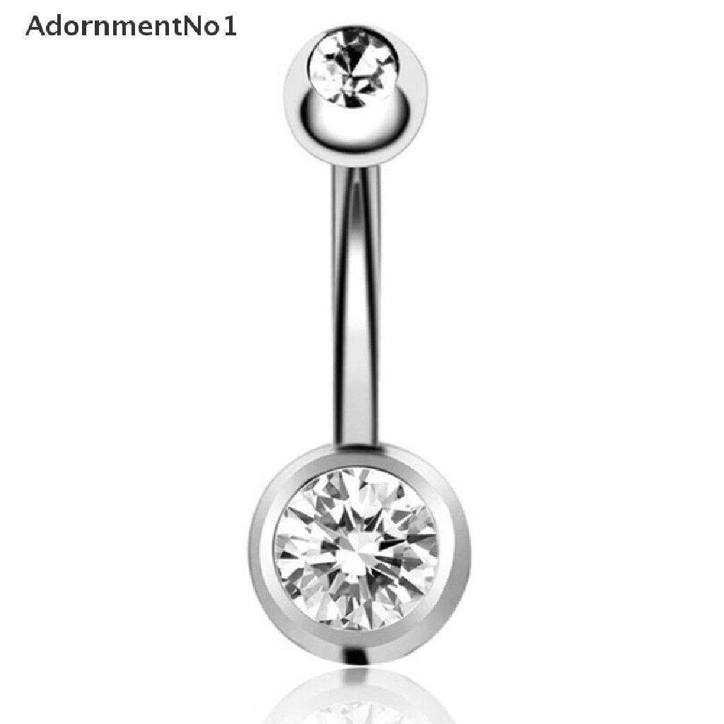 (AdornmentNo1) 4pcs / Set Anting Tindik Pusar 14G Aksen Dua Bola Kristal + Mutiara Untuk Perhiasan Wanita