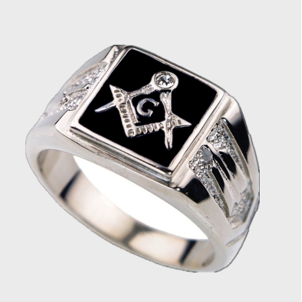 SEUSUK  Cincin Lapis Emas 18K Motif masonic lop Freemason untuk Pria / Wanita / Hadiah