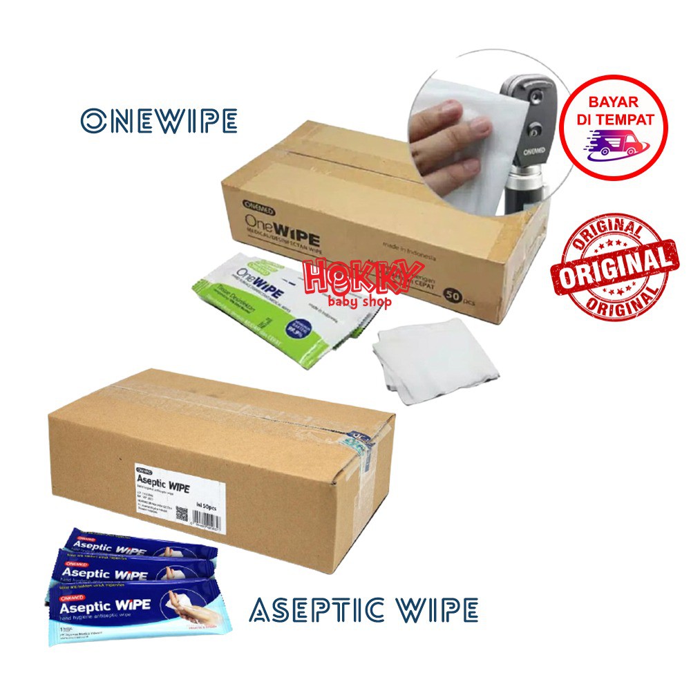 Onemed Onewipe / Aseptic wipe tisu Basah Tissue Desinfektan 1 Box Isi 50 Sachet