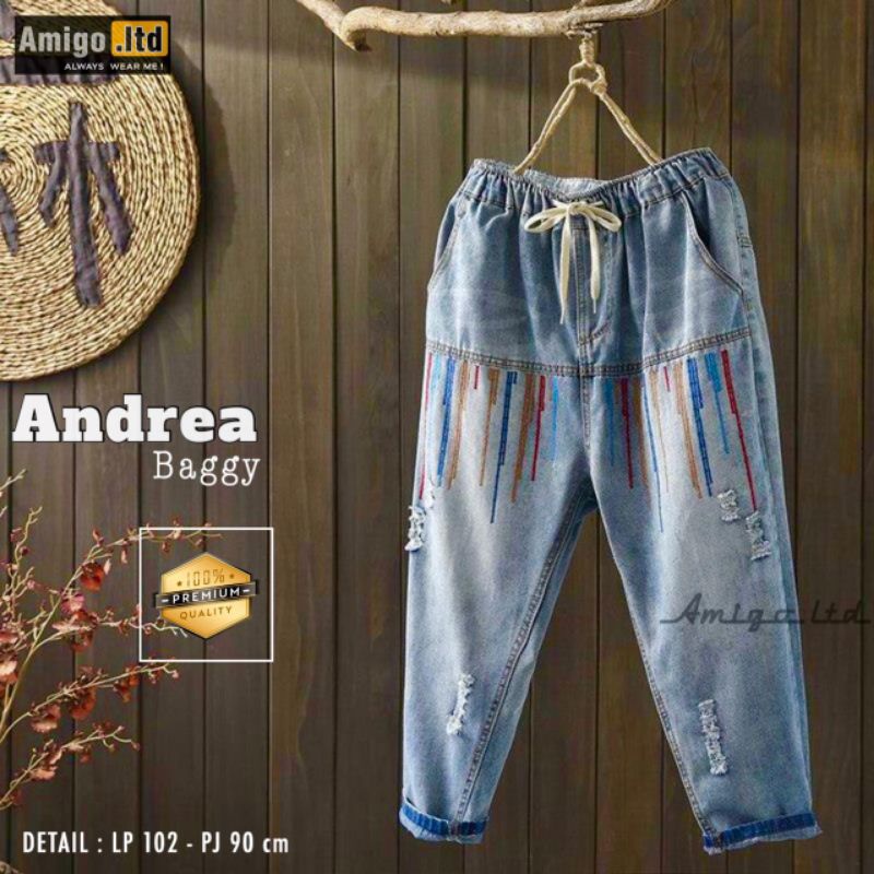 andrea baggy best seller / celana jeans wanita super premium quality