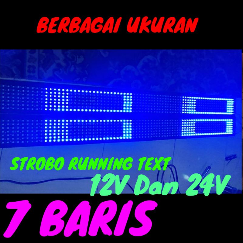 Strobo kaca text 7 baris 120Cm, 140Cm, 200Cm 12V/24V