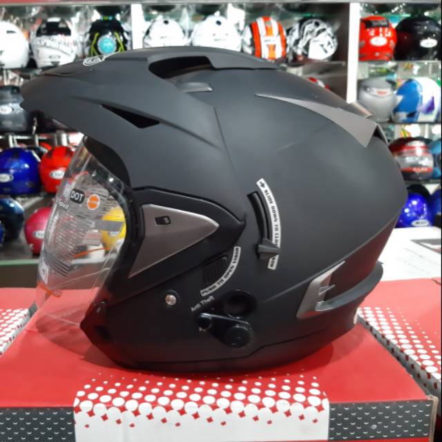 Helm Ink T Max Hitam Doff doubel visor flus anti maling SNI D.O.T