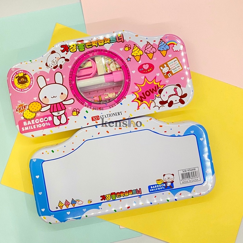 KENSHO Kotak Pensil Kaleng Set Karakter Lucu Import / Pencil Case/ Pastel/ Study Set/ Stationery