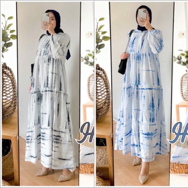 Heila Homey Dress Hesla Bilar Tiedye Tie Dye Maxy Gamis Rayon Premium Hits Selebgram Pusatgrosir_solo