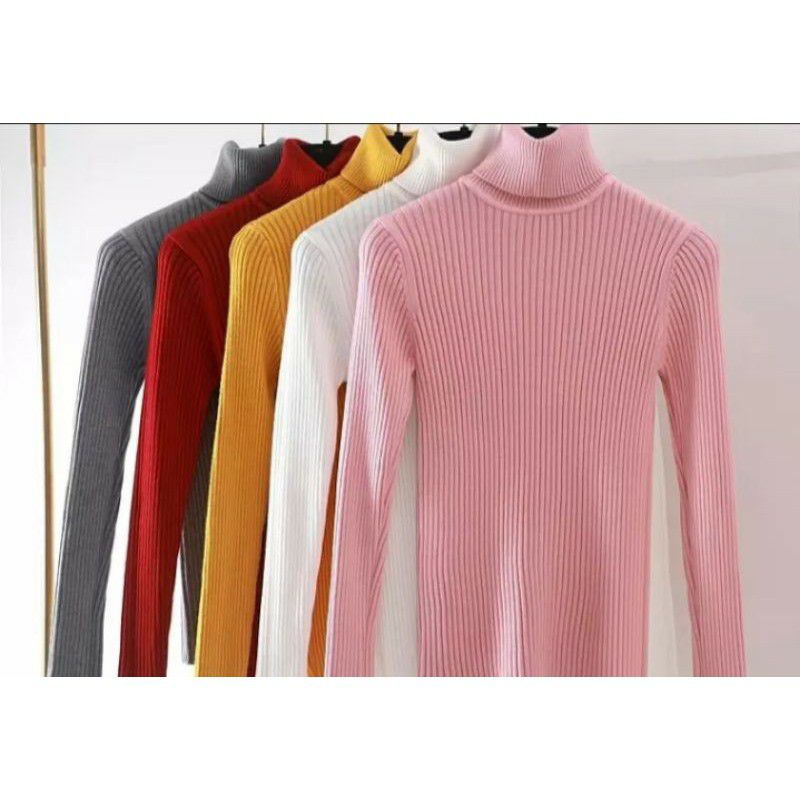 sweater rajut turtle neck famel