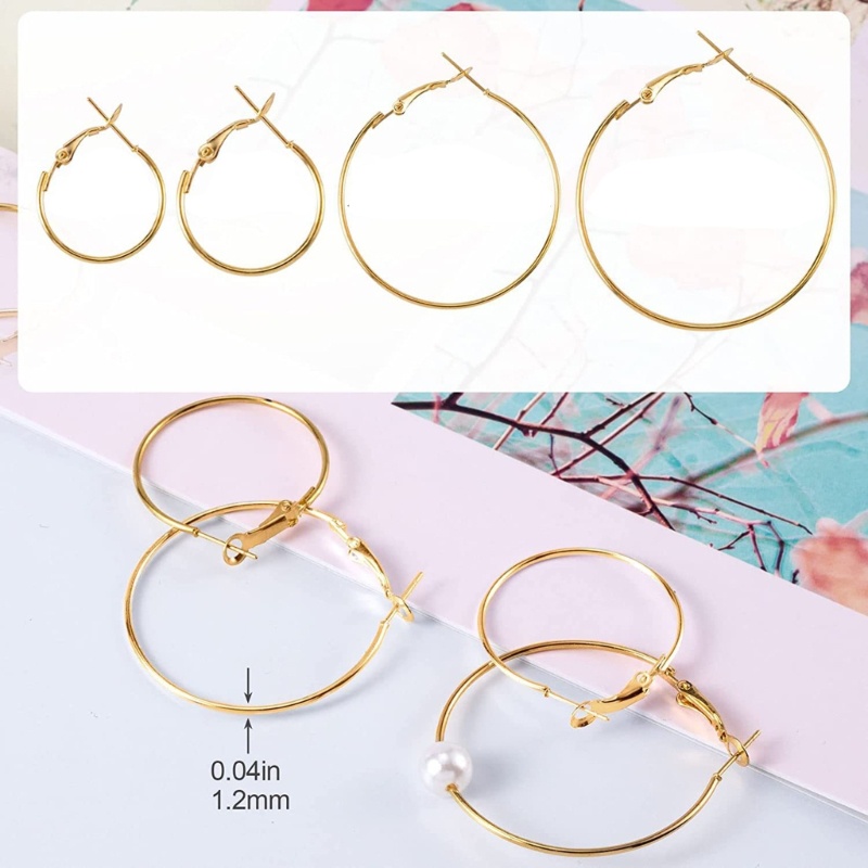 96pcs Anting Hoops Bentuk Bulat Bahan Alloy Hypoallergenic