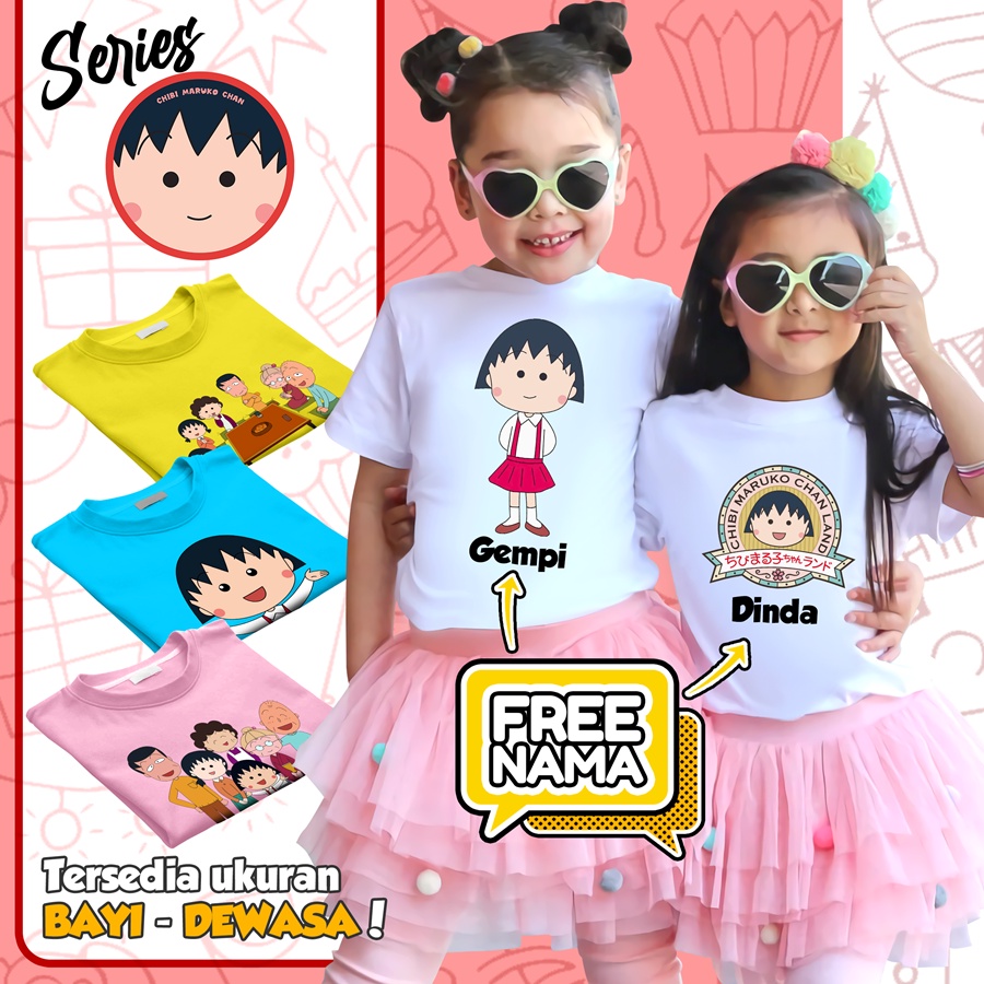 Baju Kaos ANAK DAN DEWASA Chibi Maruko Chan  COUPLE (FREE NAMA)