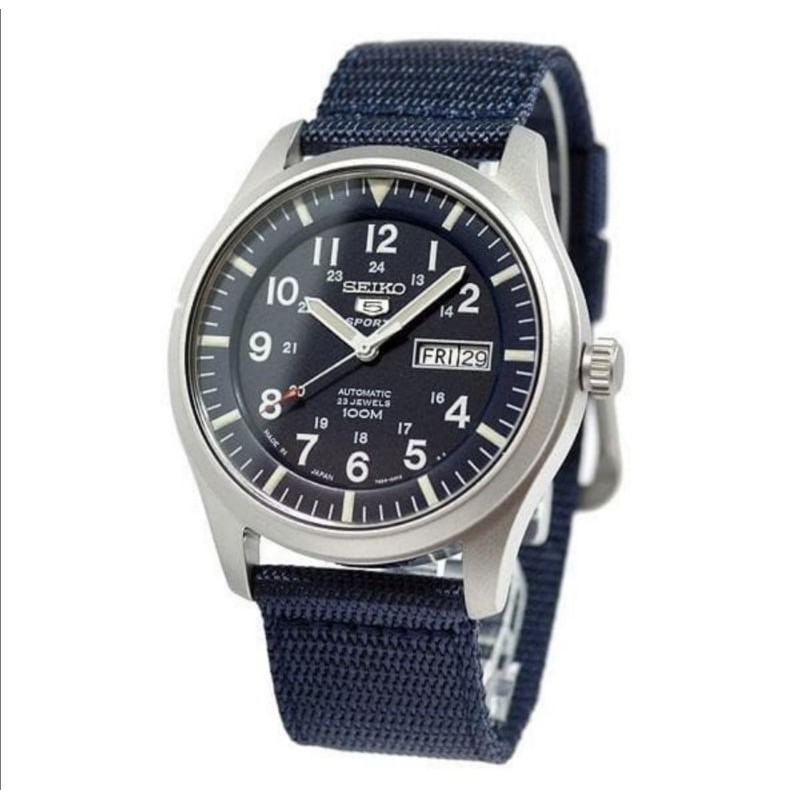 Jam Tangan Pria Seiko 5 Sport SNZG11J1 Automatic Blue Nylon Original