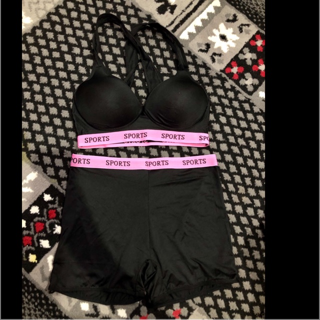 set bra cd celana dalam perempun wanita pakaian sport setelan aerobik olahraga