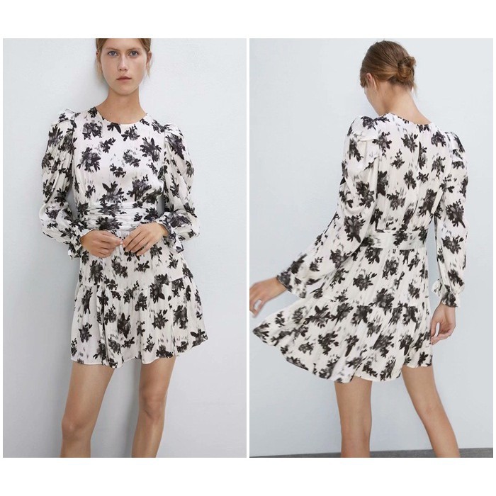 [baju wanita korea]  Mini Dress Lengan Panjang Wanita Korea Import Putih White