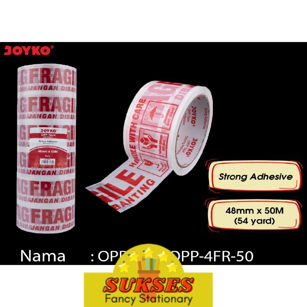 

Lakban Fragile Jangan Dibanting Opp Tape White 4 Fr 50