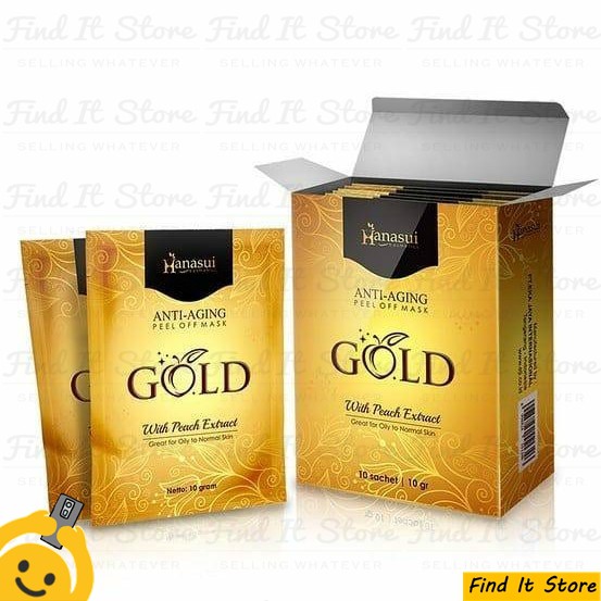 Hanasui Gold Mask Masker Anti Aging Peel Off Mask With Peach Extract Sachet Masker Emas