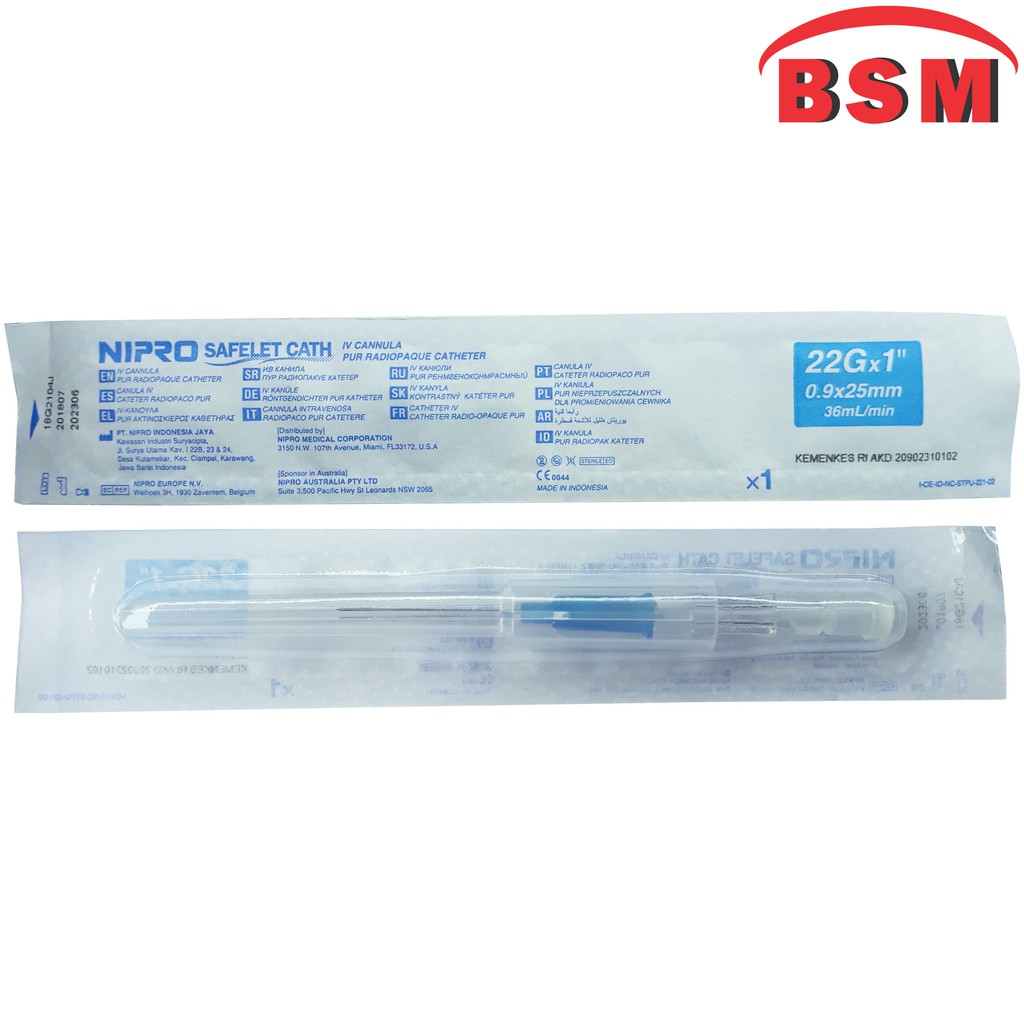 I.V Catheter Nipro 22 G IV Cath Nipro 22 G