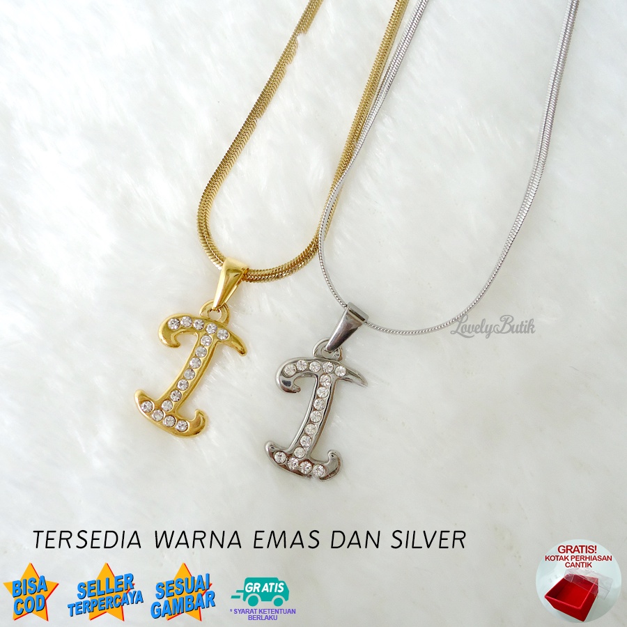 Lovelybutik - Kalung Inisial Huruf Titanium anti karat Kalung hurup Abjad Alphabet Ins I Klasik Bonus Kotak Perhiasan