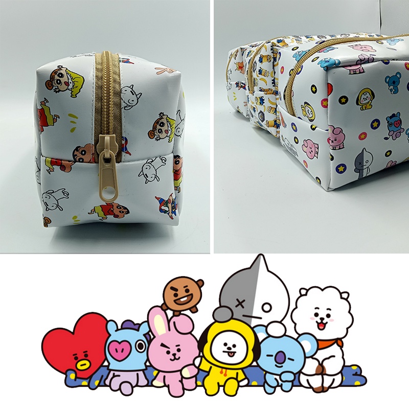 Travel Pouch Bag  Dompet Tas Kunci Mobil Tas Kosmetik Motif BT21 Shinchan Minion