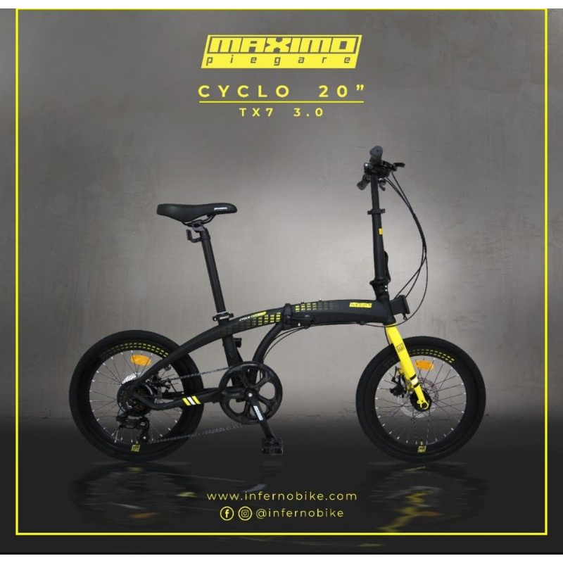 Sepeda Lipat 20 inch 16 inch Maximo Piegare CYCLO TX 7 3.0 Sepeda lipat dewasa anak anak