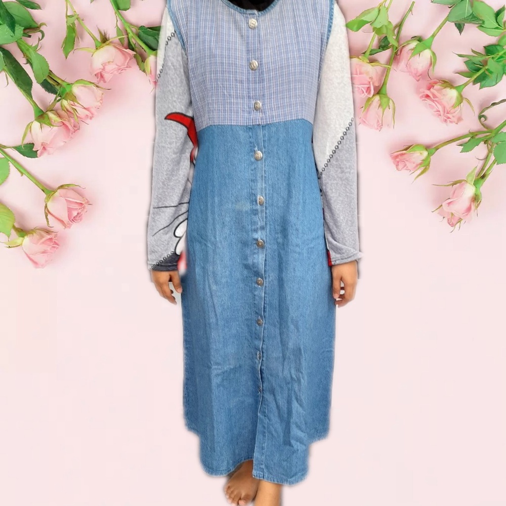 Midi Dress Jeans Import Wanita
