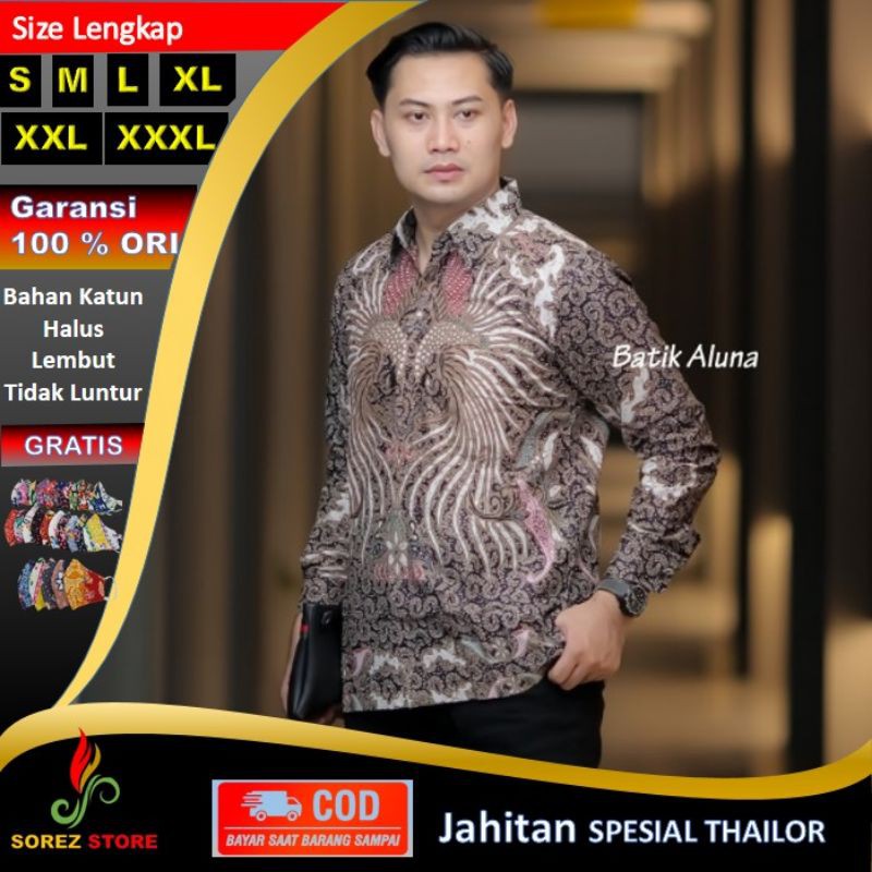 Kemeja Atasan Batik Pria Mahkota Mewah Kertabumi Jogjakarta Model Slimfit Terbaru Full Furing P13