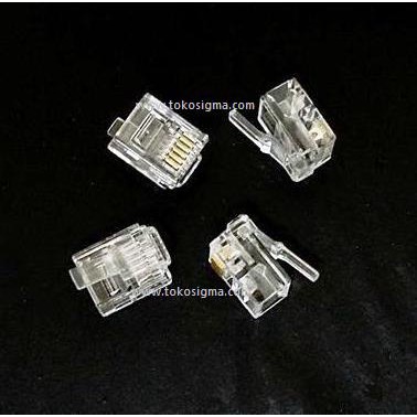 PLUG RJ-12 6P6C 6 Pin KEPALA KONEKTOR JEK TELFON TELP RJ12 isi 100pcs