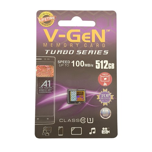 V-Gen Micro SD Vgen 512gb Class 10 Turbo Series Memory Card HP 512 gb