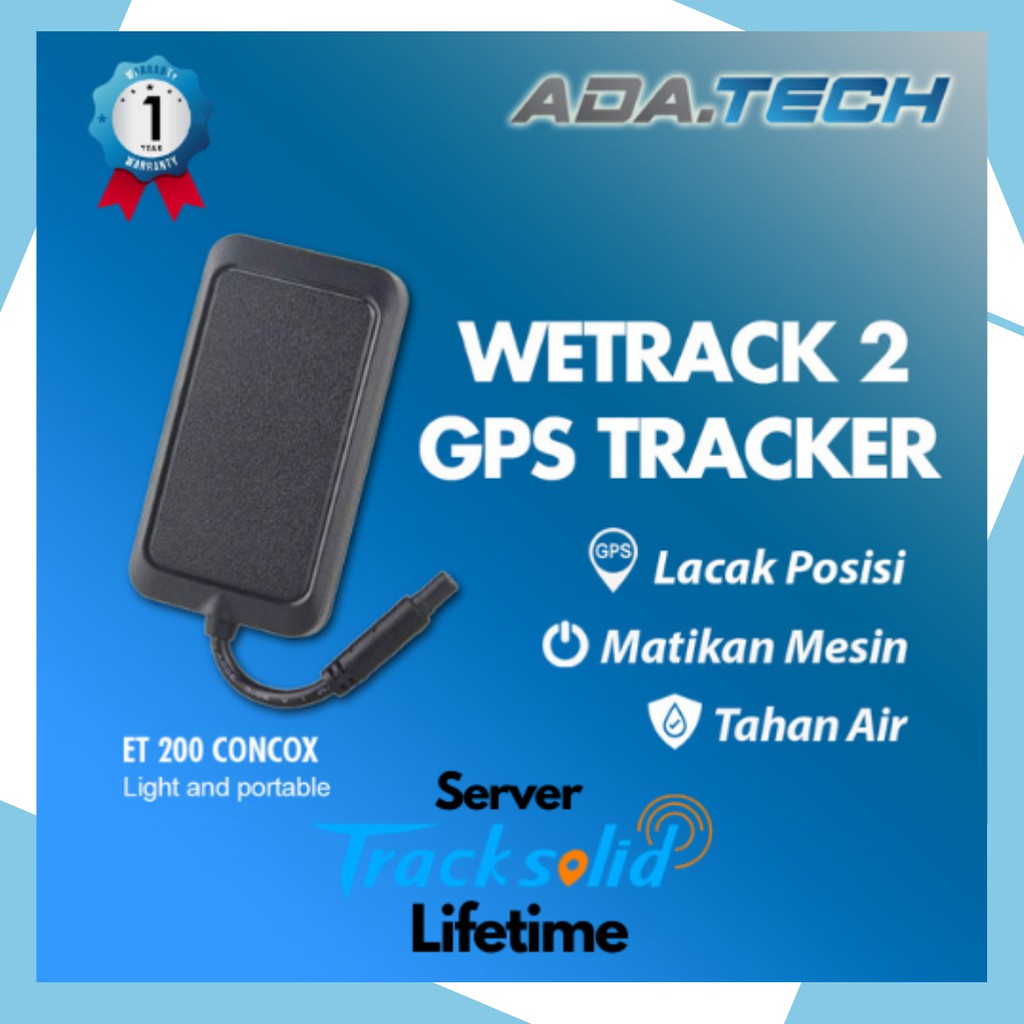 Paket GPS Tracker Mobil Motor Wetrack 2 ET200 Concox + Simcard M2M + Tracksolid Lifetime Motor GARANSI