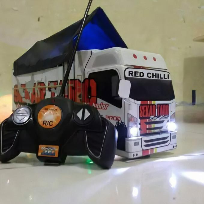 TERMURAH MINIATUR TRUK TRUCK OLENG KAYU RC ISUZU PUTIH REMOTE CONTROL ORIGINAL - TERPAL, TANPA REMOT