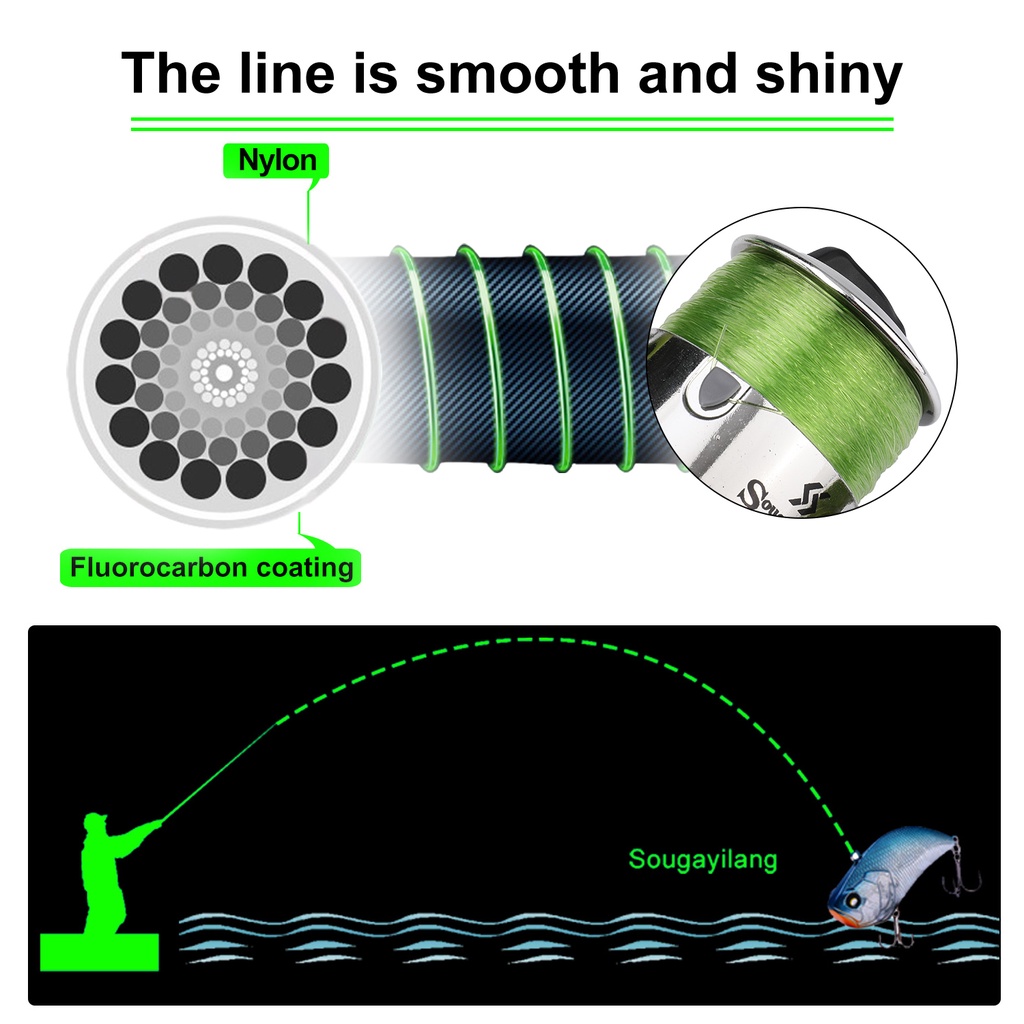 Pancing Nilon SUPER KUAT 500M 23LB 0.33mm Kekuatan Simpul Tak Terkalahkan Kekuatan Tarik Multifilament Halus Pancing Bahan Jepang Pancing Super tahan aus untuk Memancing Ikan Mas Baik untuk Memancing di Perahu