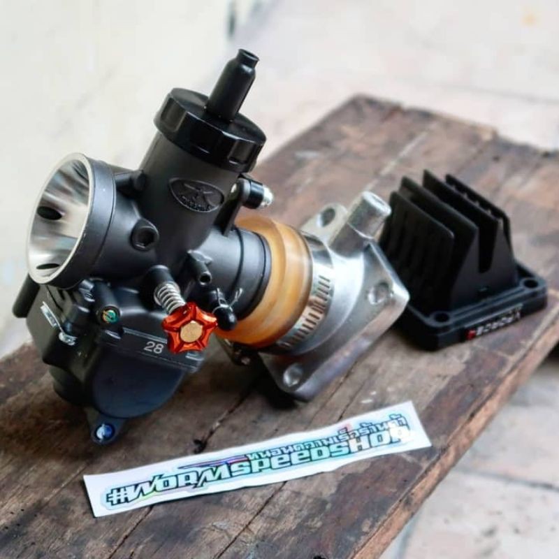 Paketan RX King Karburator PE 28 TK Racing Intake Almunium Membran Vforce 4 Karbon