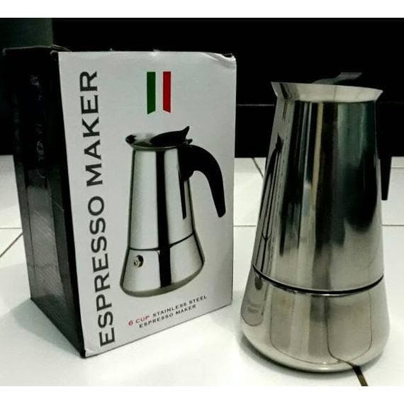 [COD] Alat Mesin Teko Pembuat Kopi Espresso Instant Mokapot Coffee Maker untuk 3 Cup 300ML Stainless Anti Karat