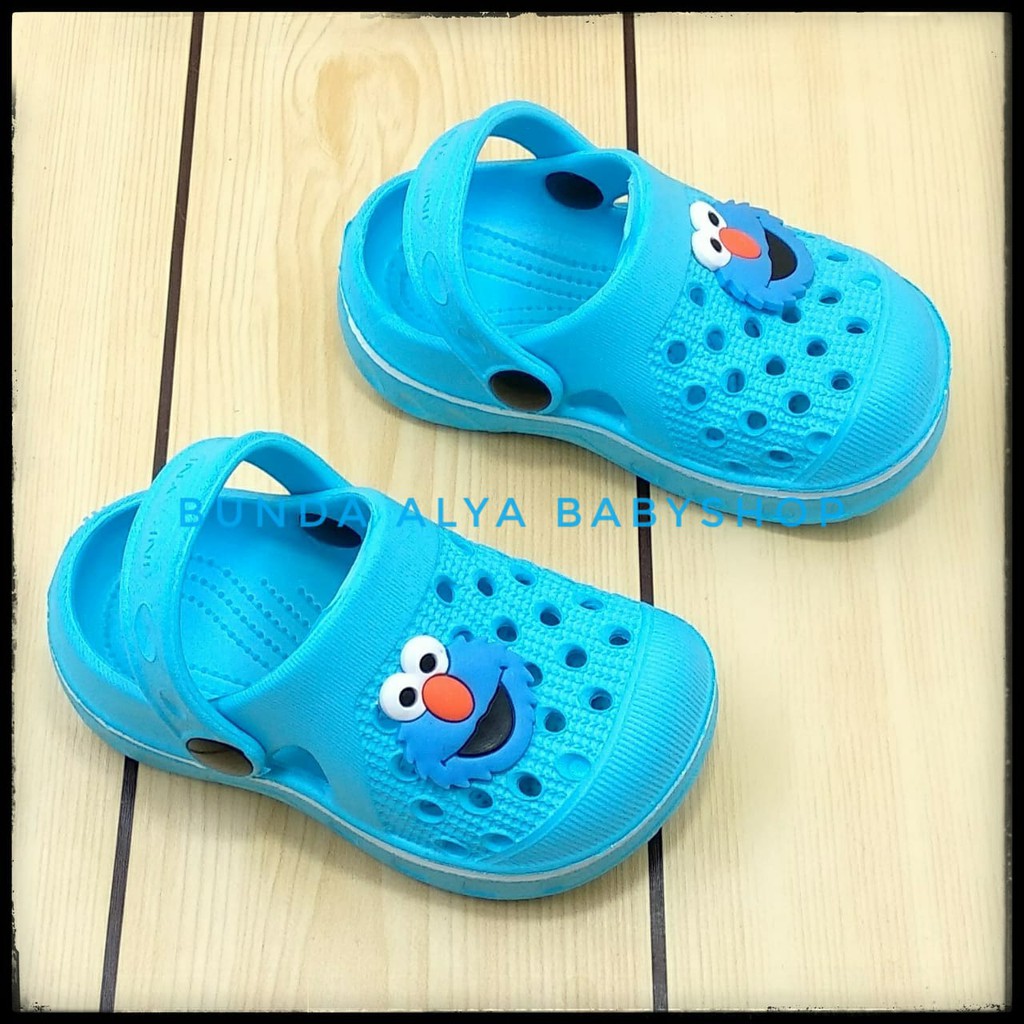 Sandal Anak Laki Karet Usia 6 Bulan 1 Tahun BIRU Lentur- Sendal Anak Cowok Cewek Motif Kartun Lucu Size 18 - 23