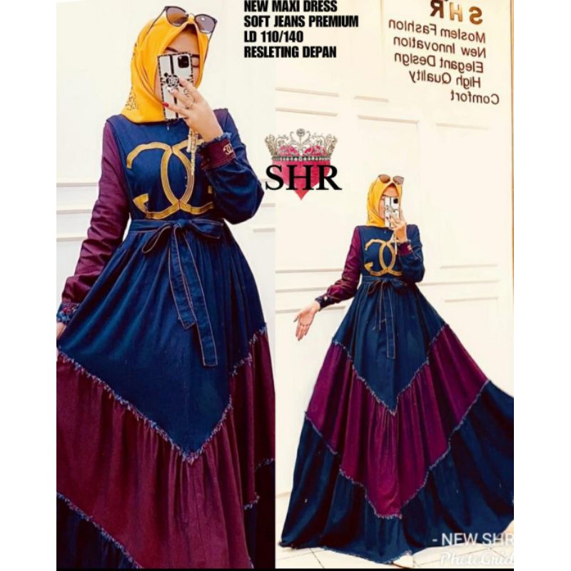 READY ORI SHR NEW MAXI DRESS SOFT JEANS PREMIUM