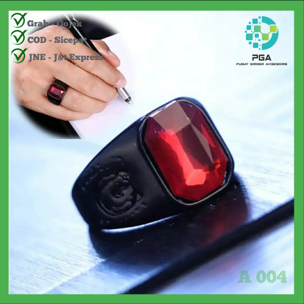 CINCIN PRIA BATU SAFIR MERAH MENGKILAU KUALITAS PREMIUM SILVER 925